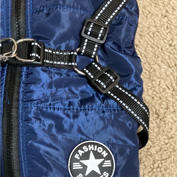 PawRoll dog puffer vest jacket, Large blue water resistant harness lined - Picture 4 of 13